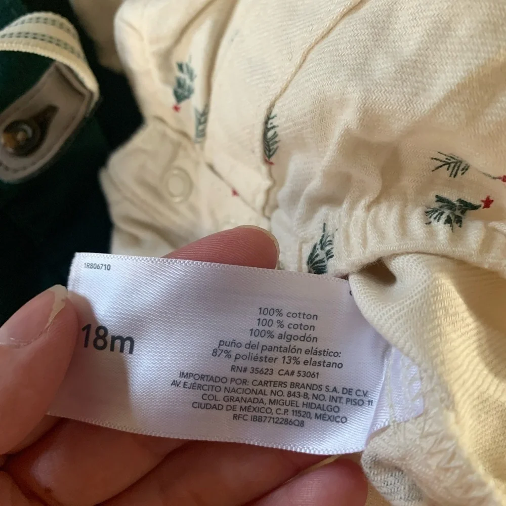 NWT Carter's Christmas corduroy pants with suspenders and tree onesie